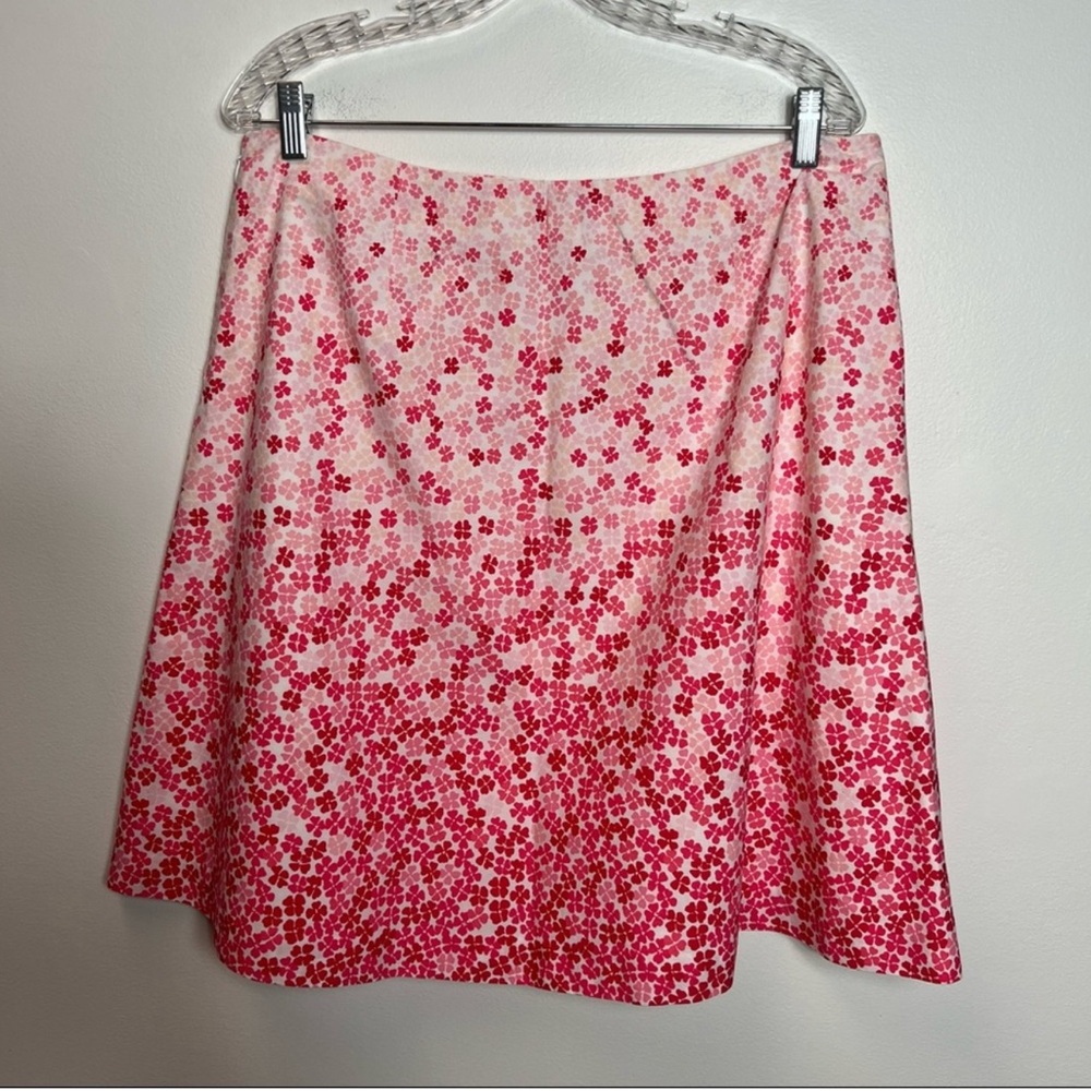 PLUS SIZE PRETTY TALBOTS COTTON VIBRANT PINK FLOWERS A-LINE SKIRT SIZE 16